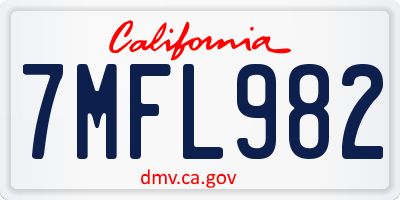 CA license plate 7MFL982