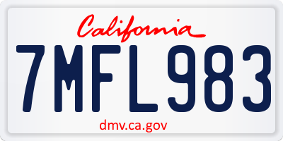 CA license plate 7MFL983