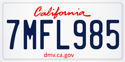 CA license plate 7MFL985