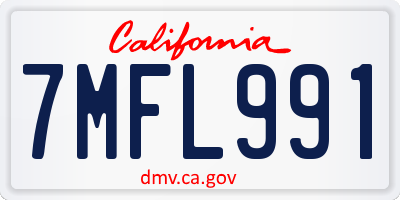 CA license plate 7MFL991