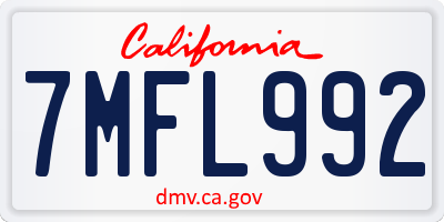 CA license plate 7MFL992