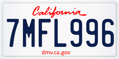 CA license plate 7MFL996