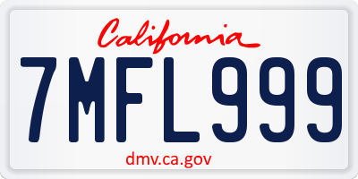 CA license plate 7MFL999