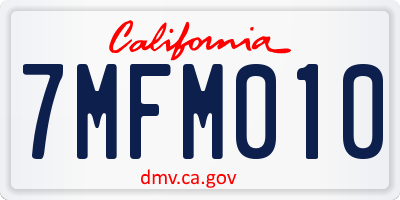 CA license plate 7MFM010