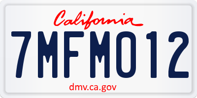 CA license plate 7MFM012