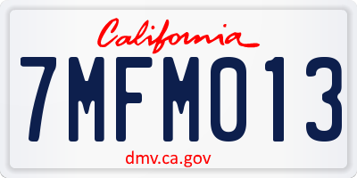 CA license plate 7MFM013