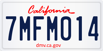 CA license plate 7MFM014
