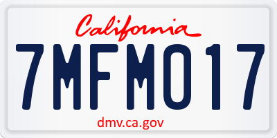 CA license plate 7MFM017