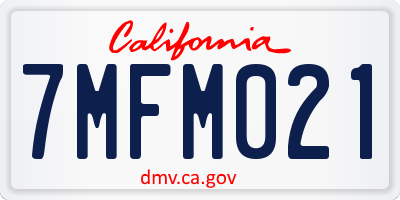CA license plate 7MFM021