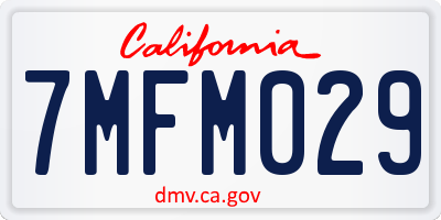 CA license plate 7MFM029