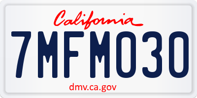 CA license plate 7MFM030