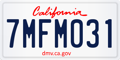 CA license plate 7MFM031