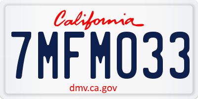 CA license plate 7MFM033