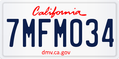 CA license plate 7MFM034