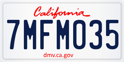CA license plate 7MFM035