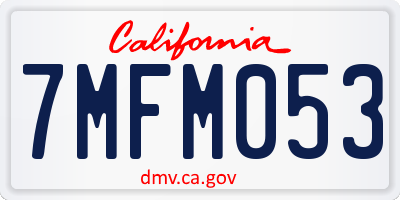 CA license plate 7MFM053