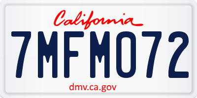CA license plate 7MFM072