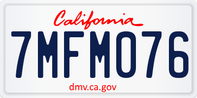 CA license plate 7MFM076