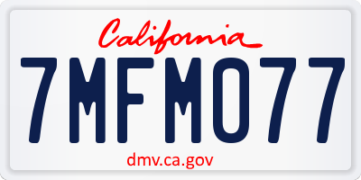 CA license plate 7MFM077