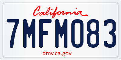 CA license plate 7MFM083