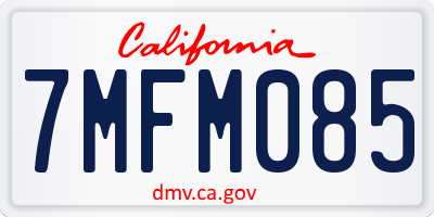 CA license plate 7MFM085