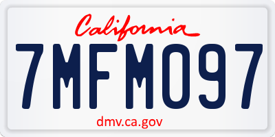 CA license plate 7MFM097