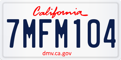 CA license plate 7MFM104