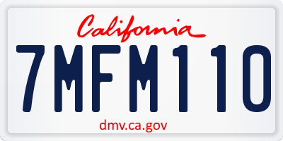 CA license plate 7MFM110