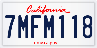 CA license plate 7MFM118