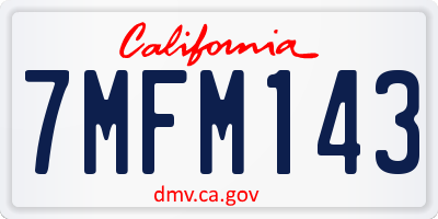 CA license plate 7MFM143