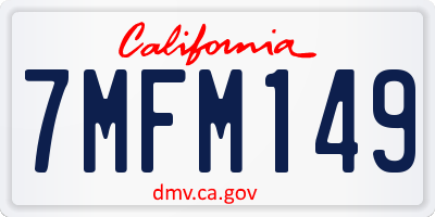 CA license plate 7MFM149