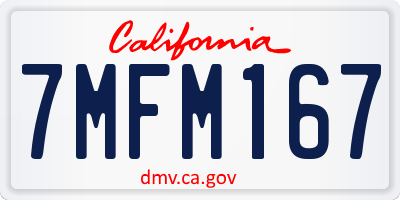 CA license plate 7MFM167