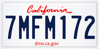 CA license plate 7MFM172