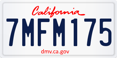 CA license plate 7MFM175