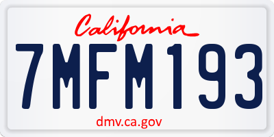 CA license plate 7MFM193