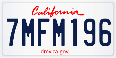 CA license plate 7MFM196