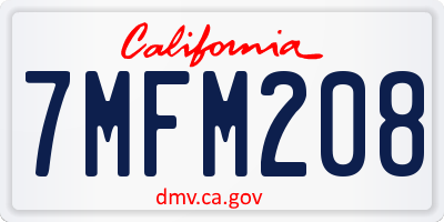 CA license plate 7MFM208