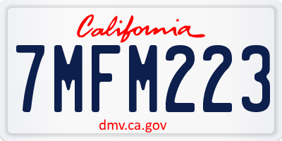 CA license plate 7MFM223
