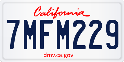 CA license plate 7MFM229