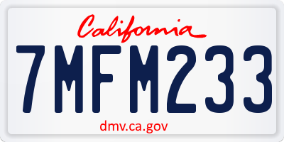 CA license plate 7MFM233