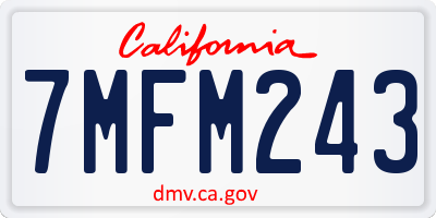 CA license plate 7MFM243