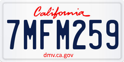 CA license plate 7MFM259