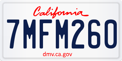 CA license plate 7MFM260