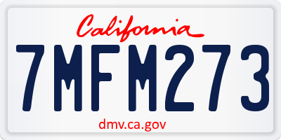 CA license plate 7MFM273
