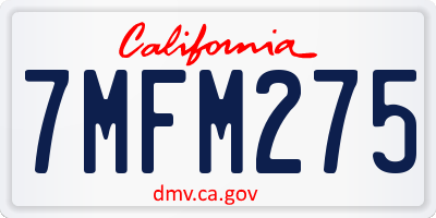 CA license plate 7MFM275
