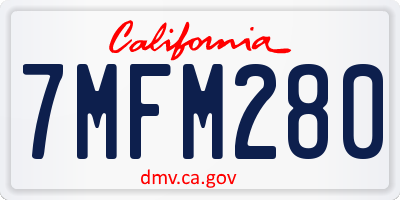 CA license plate 7MFM280