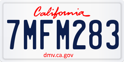 CA license plate 7MFM283