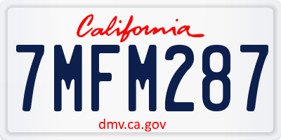 CA license plate 7MFM287