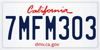 CA license plate 7MFM303