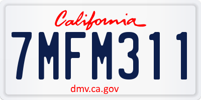 CA license plate 7MFM311